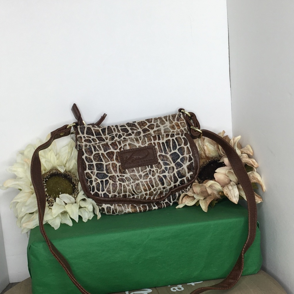 Kim Rogers Small Cross Body Giraffe Animal Print  Style BLAKE Brown/White NWT